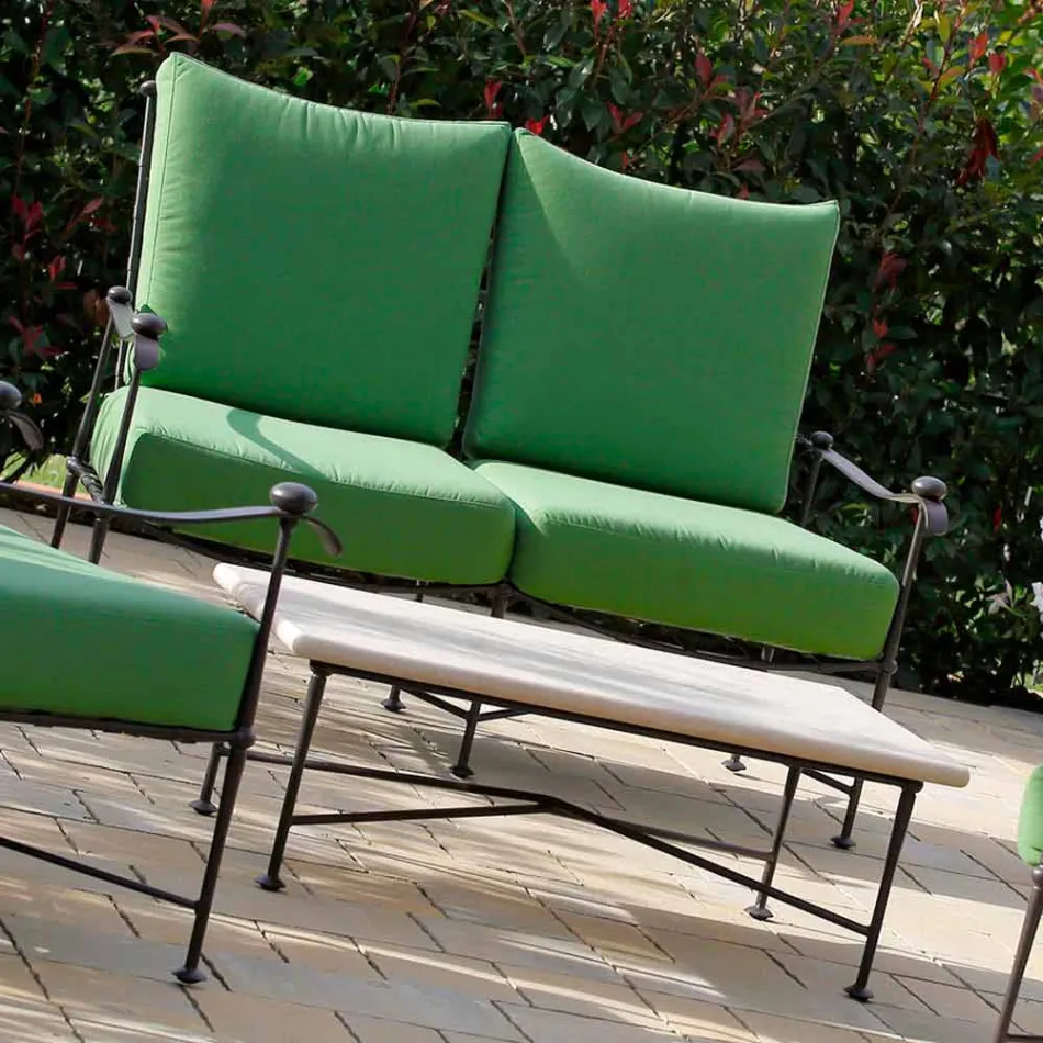 Artisan Outdoor Lounge in Iron Graphite Finish Made in Italy - Lietta Viadurini