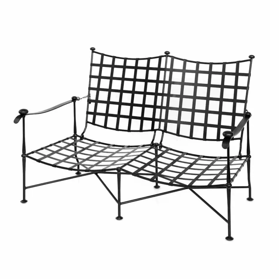 Artisan Outdoor Lounge in Iron Graphite Finish Made in Italy - Lietta Viadurini