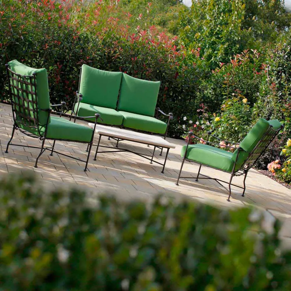 Artisan Outdoor Lounge in Iron Graphite Finish Made in Italy - Lietta Viadurini