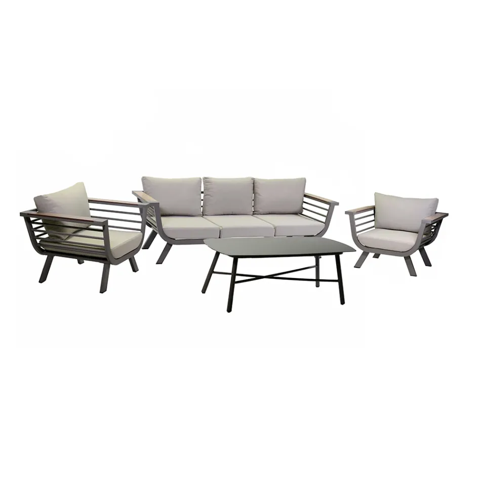 Outdoor Lounge Consisting of 1 3-Seater Sofa, 2 Armchairs and 1 Coffee Table - Righello Viadurini