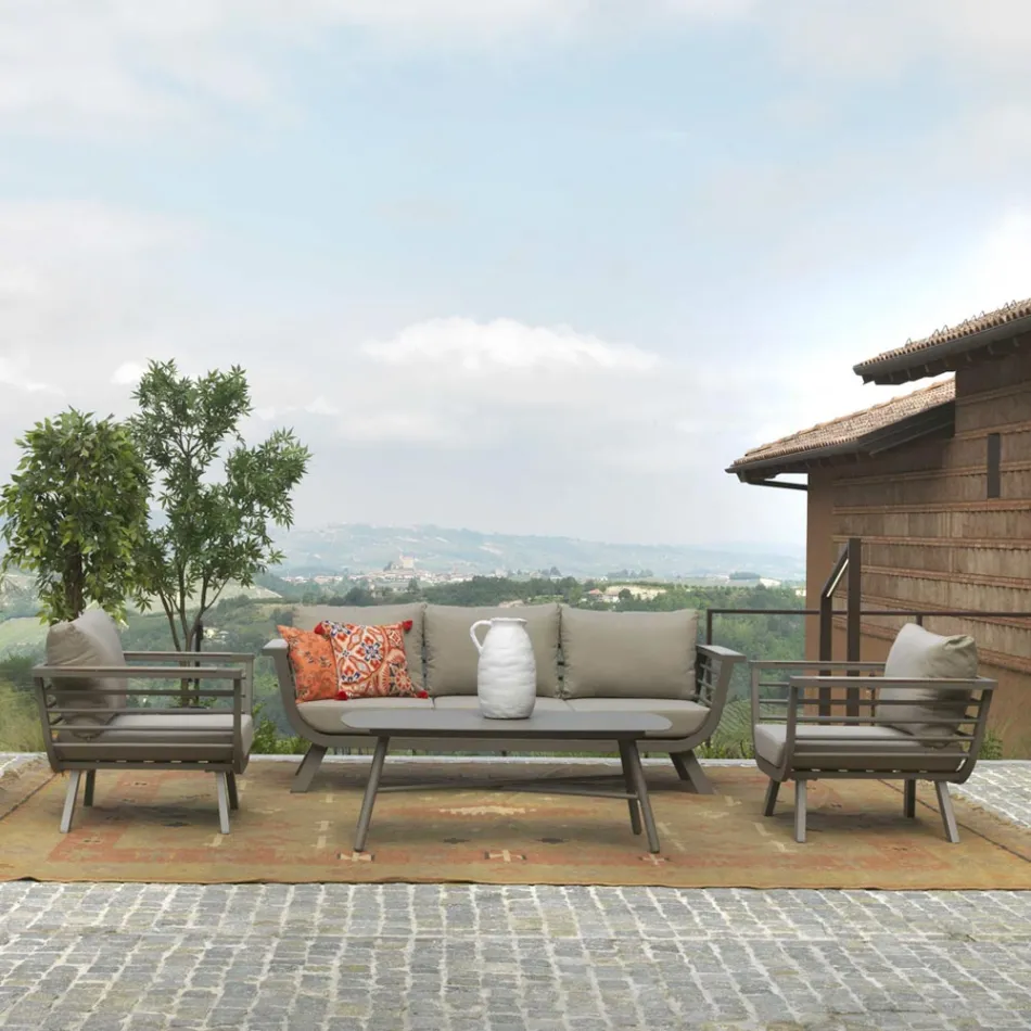 Outdoor Lounge Consisting of 1 3-Seater Sofa, 2 Armchairs and 1 Coffee Table - Righello Viadurini