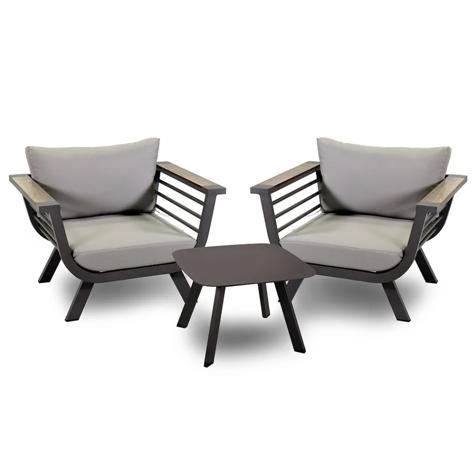 Outdoor Lounge Consisting of 2 Armchairs and 1 Coffee Table - Righello Viadurini