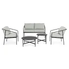 Outdoor Lounge with 1 Sofa, 2 Armchairs and 2 Steel Tables - Prefer Viadurini