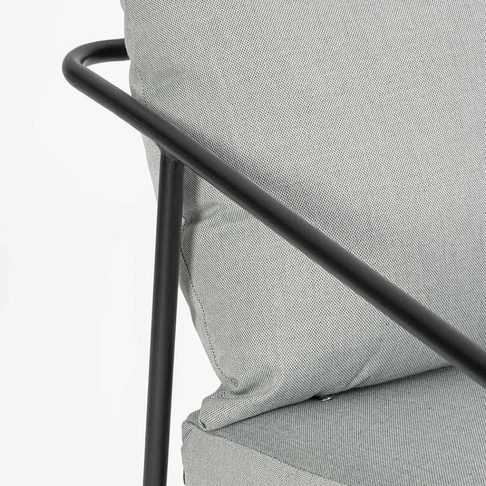 Outdoor Lounge with 1 Sofa, 2 Armchairs and 2 Steel Tables - Prefer Viadurini