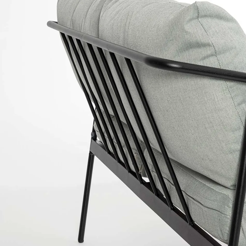 Outdoor Lounge with 1 Sofa, 2 Armchairs and 2 Steel Tables - Prefer Viadurini