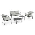Outdoor Lounge with 1 Sofa, 2 Armchairs and 2 Steel Tables - Prefer