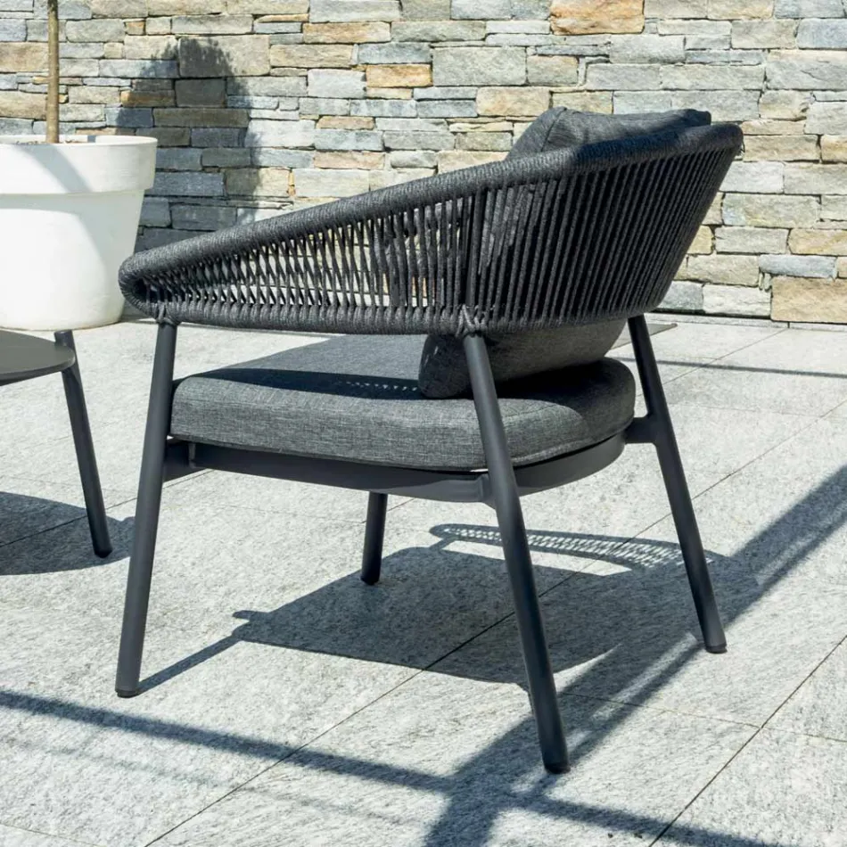 Outdoor Lounge with Rounded Cushions and Armrests - Zenith Viadurini