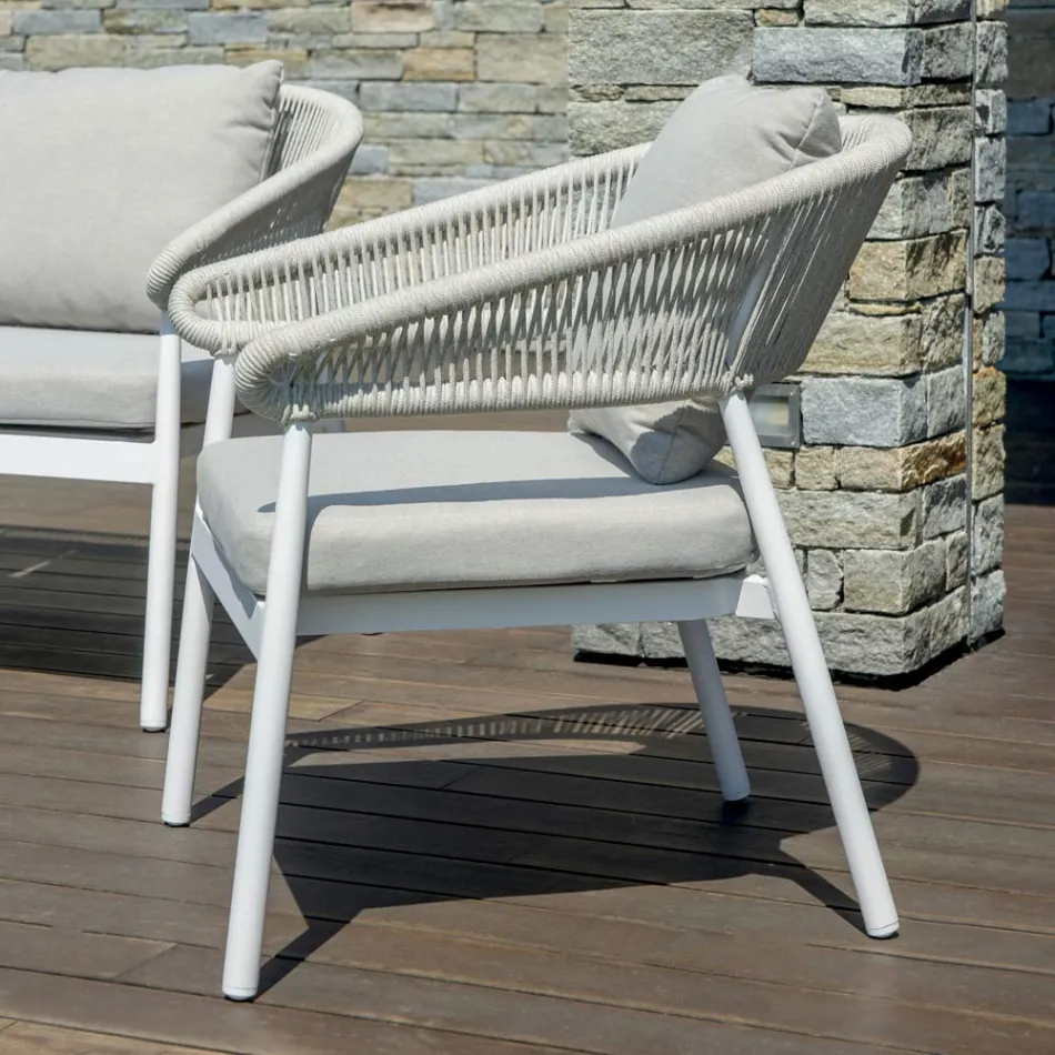 Outdoor Lounge with Rounded Cushions and Armrests - Zenith Viadurini