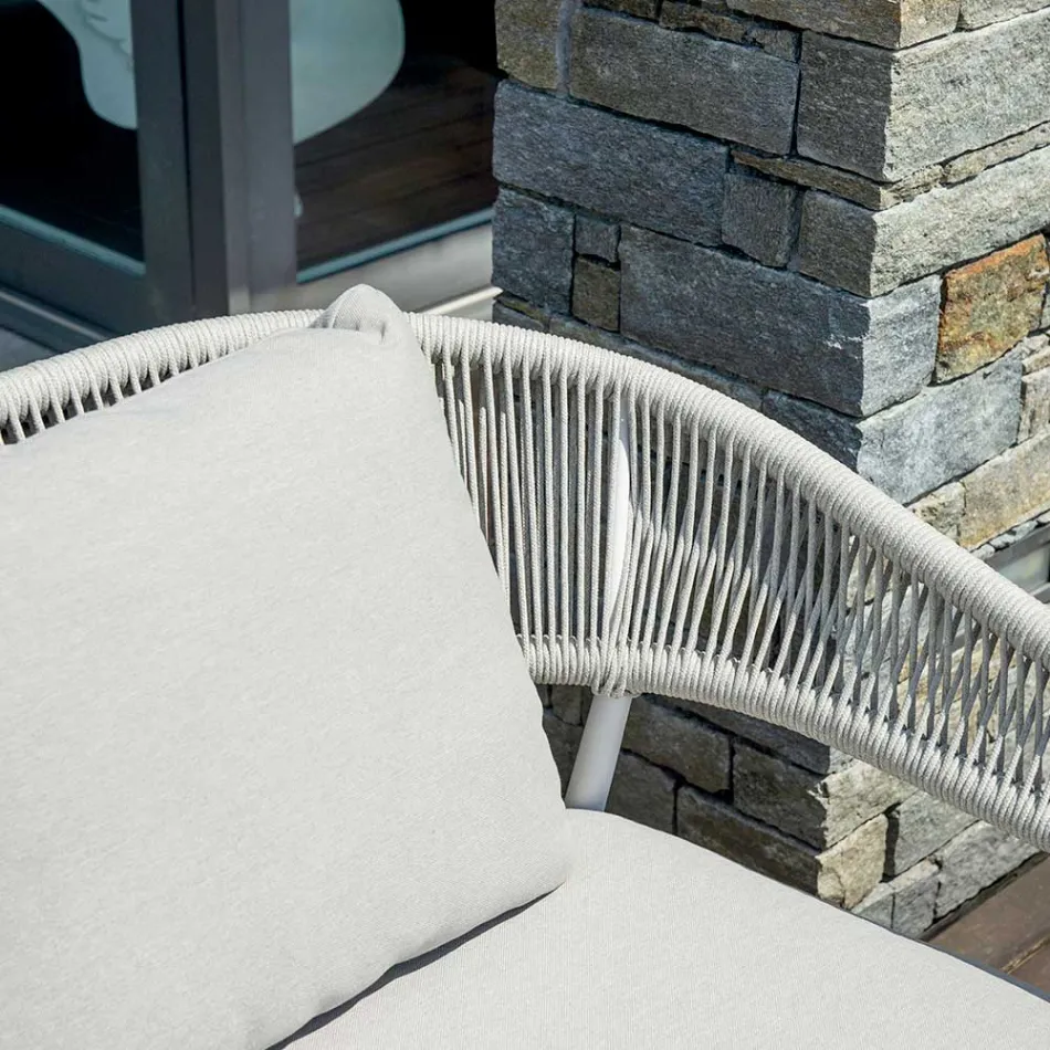 Outdoor Lounge with Rounded Cushions and Armrests - Zenith Viadurini