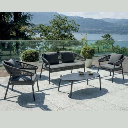 Outdoor Lounge with Cushions and Rounded Armrests - Zenith Viadurini