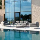 Outdoor Lounge with Sofa and 2 Armchairs in Fabric Made in Italy - Suki Viadurini