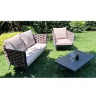 Outdoor Lounge with Sofa, Armchair and Rectangular Coffee Table - Dandelium Viadurini