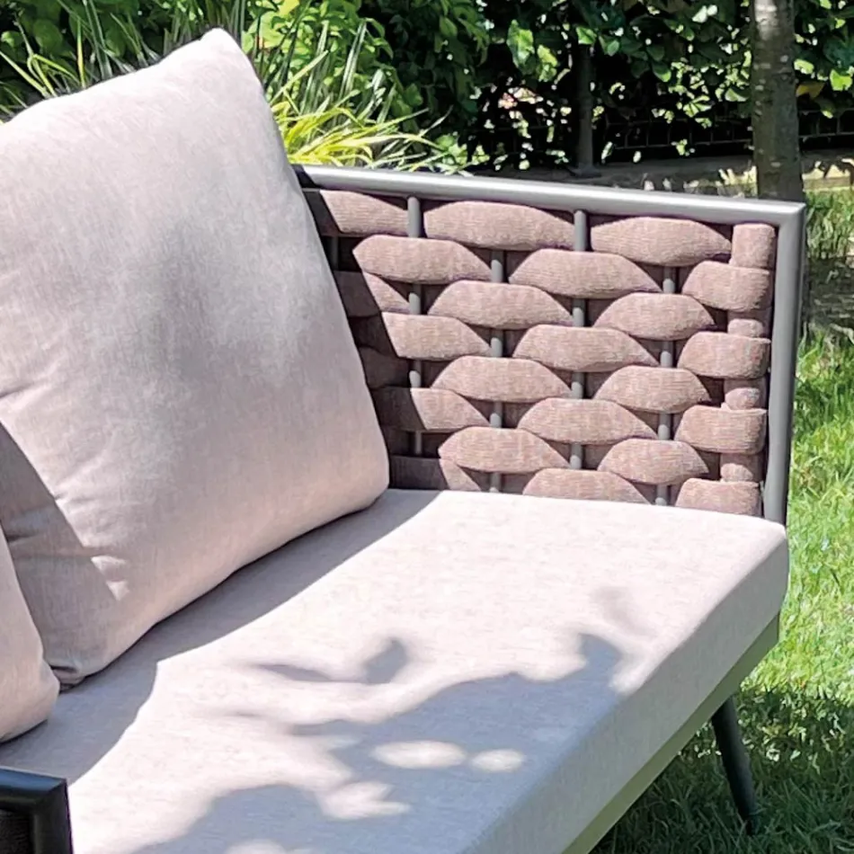 Outdoor Lounge with Sofa, Armchair and Rectangular Coffee Table - Dandelium Viadurini