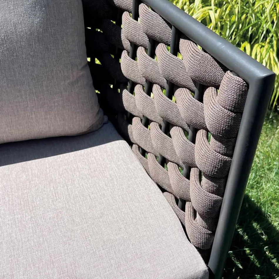 Outdoor Lounge with Sofa, Armchair and Rectangular Coffee Table - Dandelium Viadurini