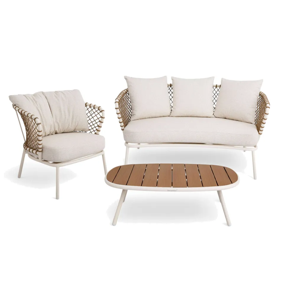 Outdoor Lounge with Aluminium Frame and Rope Backrest - Skyline Viadurini