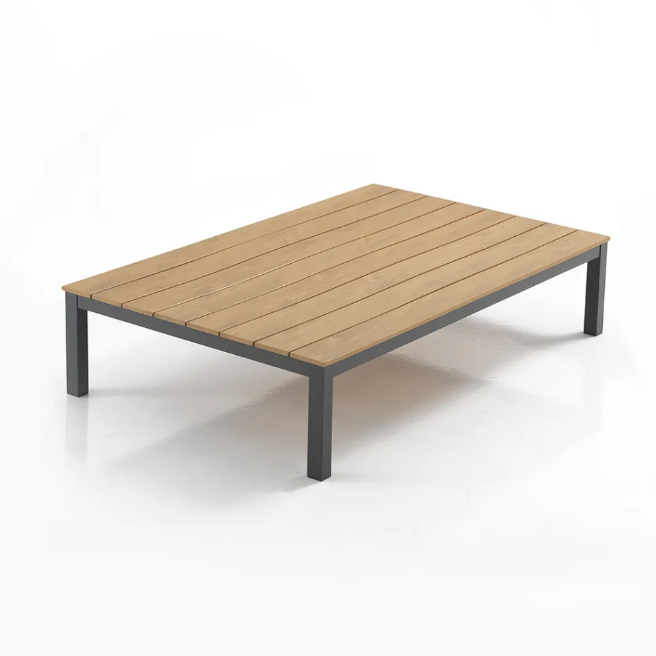 Outdoor and Indoor Lounge Consisting of 1 Corner Sofa and 1 Coffee Table - Savoir Viadurini