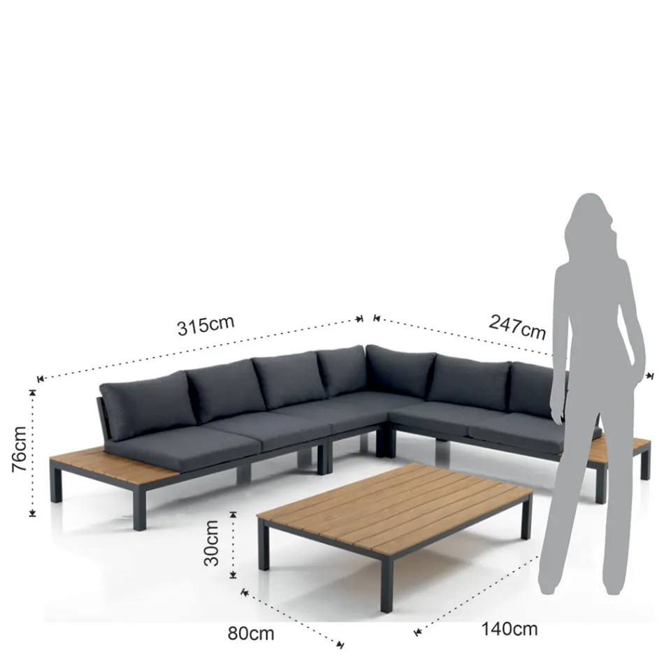 Outdoor and Indoor Lounge Consisting of 1 Corner Sofa and 1 Coffee Table - Savoir Viadurini
