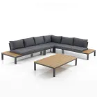 Outdoor and Indoor Lounge Consisting of 1 Corner Sofa and 1 Coffee Table - Savoir Viadurini