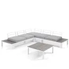 Outdoor and Indoor Lounge with Sofa and Coffee Table in Matt White Aluminium - Dire Viadurini