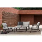 Outdoor Lounge in Aluminium with Cushions Covered in Fabric - Armonia Viadurini