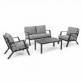 Outdoor Lounge in Aluminium with Cushions Covered in Fabric - Armonia