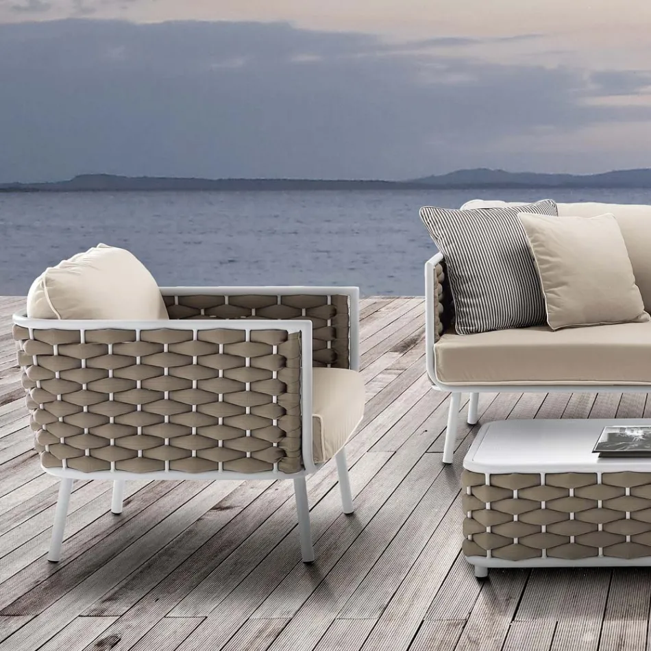 Outdoor Lounge in Aluminium and Woven Fabric - Reda Viadurini