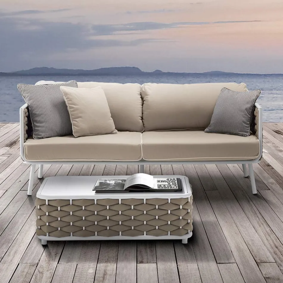 Outdoor Lounge in Aluminium and Woven Fabric - Reda Viadurini