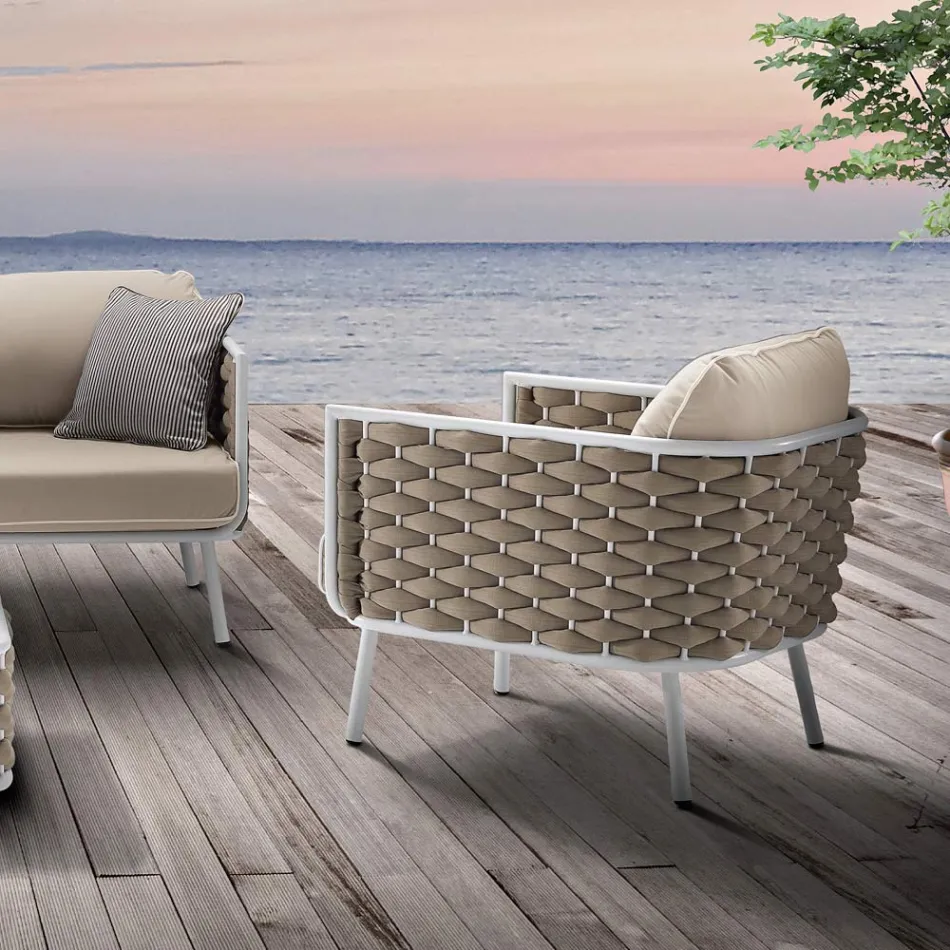 Outdoor Lounge in Aluminium and Woven Fabric - Reda Viadurini