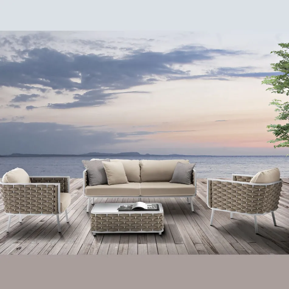 Outdoor Lounge in Aluminium and Woven Fabric - Reda Viadurini
