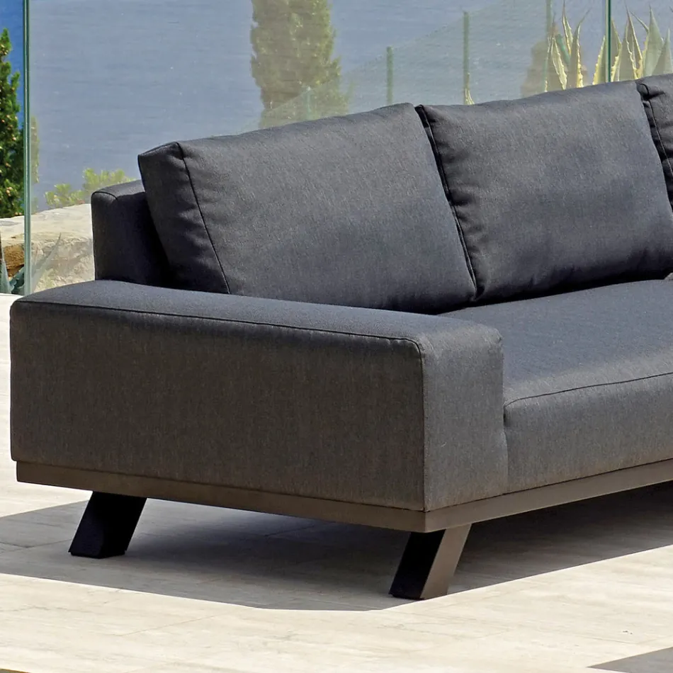 Outdoor Lounge in Black Aluminium with Ceramic Coffee Table - Ghislain Viadurini