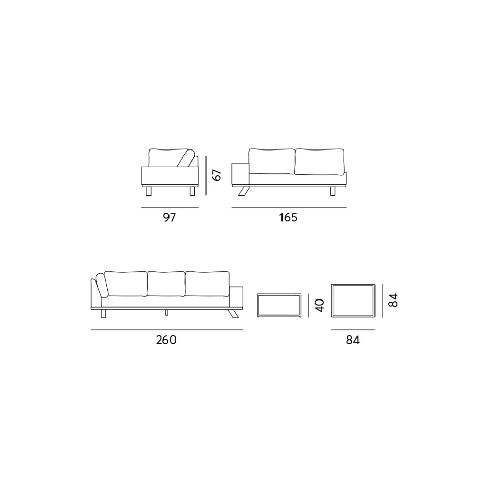 Outdoor Lounge in Black Aluminium with Ceramic Coffee Table - Ghislain Viadurini