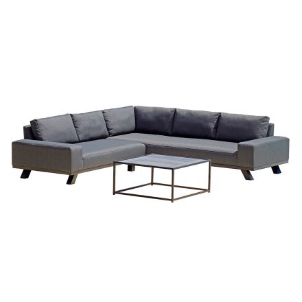 Outdoor Lounge in Black Aluminium with Ceramic Coffee Table - Ghislain Viadurini