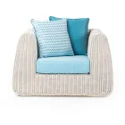 Outdoor Lounge in Polyrattan and Blue Cushions - Charlie Viadurini