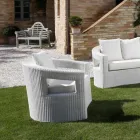 REHAU Brand Polyrattan Outdoor Lounge Set and White Cushions - Charmix Viadurini