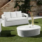 REHAU Brand Polyrattan Outdoor Lounge Set and White Cushions - Charmix Viadurini