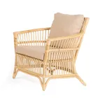 Outdoor Lounge in Natural Rattan Complete with Cushions - Bellaria Viadurini