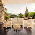 Outdoor Lounge in Natural Rattan Complete with Cushions - Bellaria