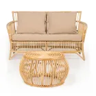 Outdoor Lounge in Natural Rattan Complete with Cushions - Bellaria Viadurini