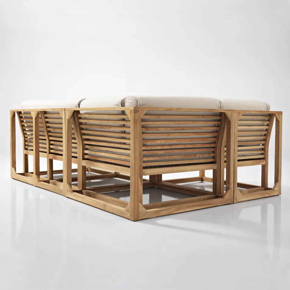 Natural Teak Outdoor Lounge Set and Cushions - Circe Viadurini