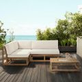 Outdoor Lounge in Natural Teak and Cushions - Circe