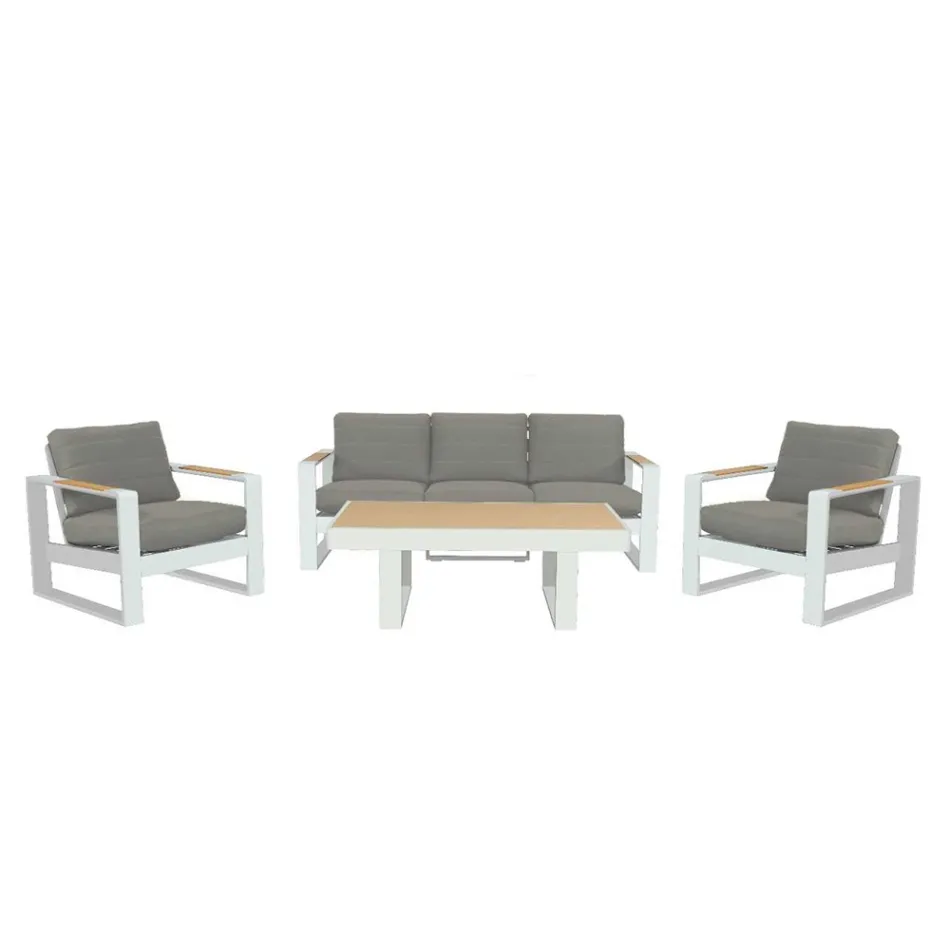 Outdoor Lounge Made of Aluminium and Polywood Armrests - City Viadurini