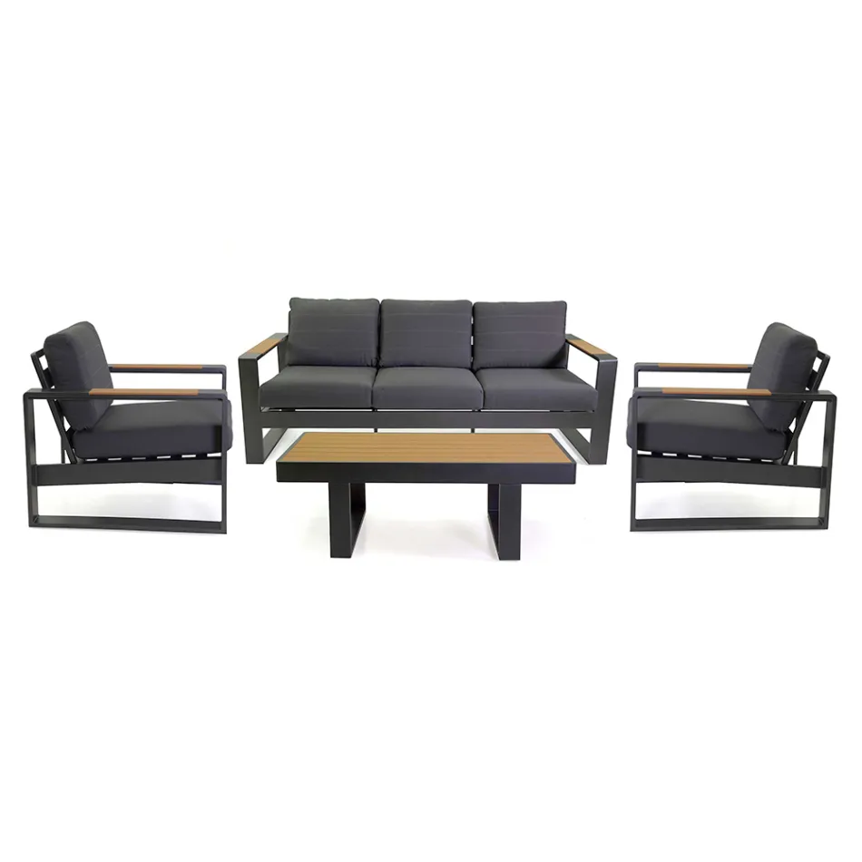 Outdoor Lounge Made of Aluminium and Polywood Armrests - City Viadurini