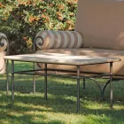 Artisan Garden Lounge with Iron Structure Made in Italy - Lisotto Viadurini