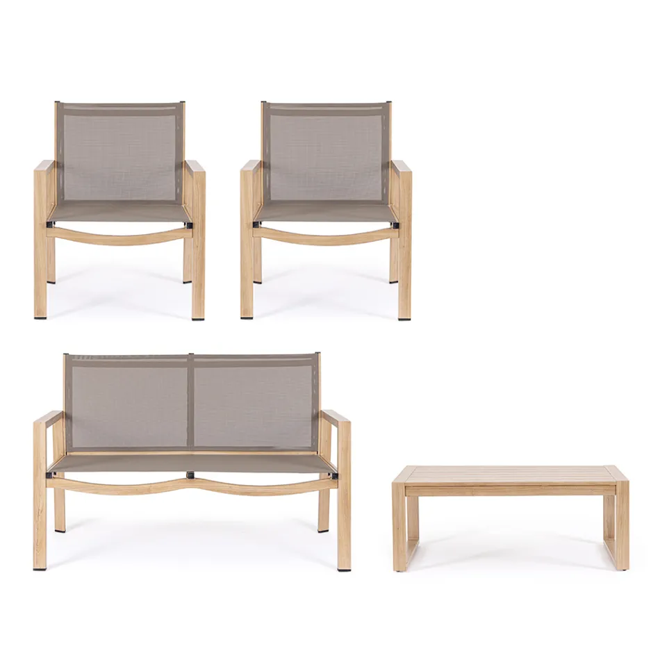 Garden lounge with 1 sofa, 2 armchairs and 1 coffee table - Plan Viadurini