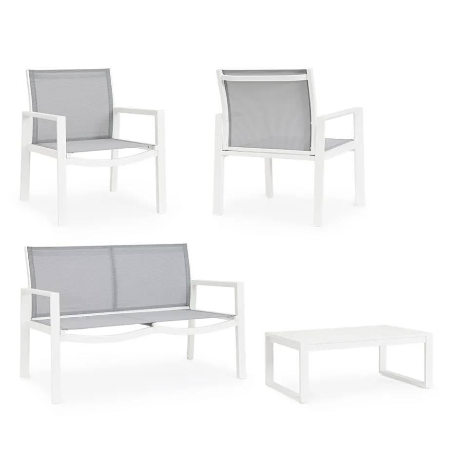 Garden lounge with 1 sofa, 2 armchairs and 1 coffee table - Plan Viadurini