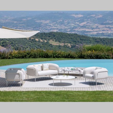 Garden lounge with 1 sofa and 2 armchairs Made in Italy - Planter Viadurini