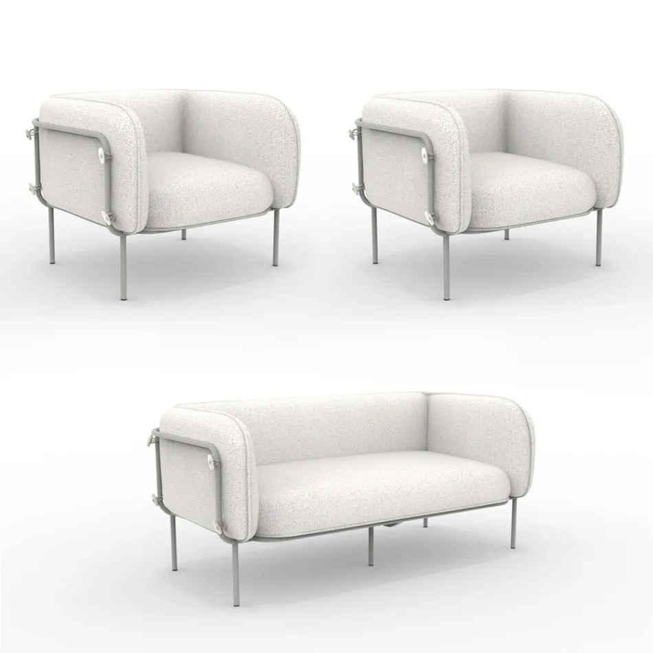 Garden lounge with 1 sofa and 2 armchairs Made in Italy - Planter Viadurini