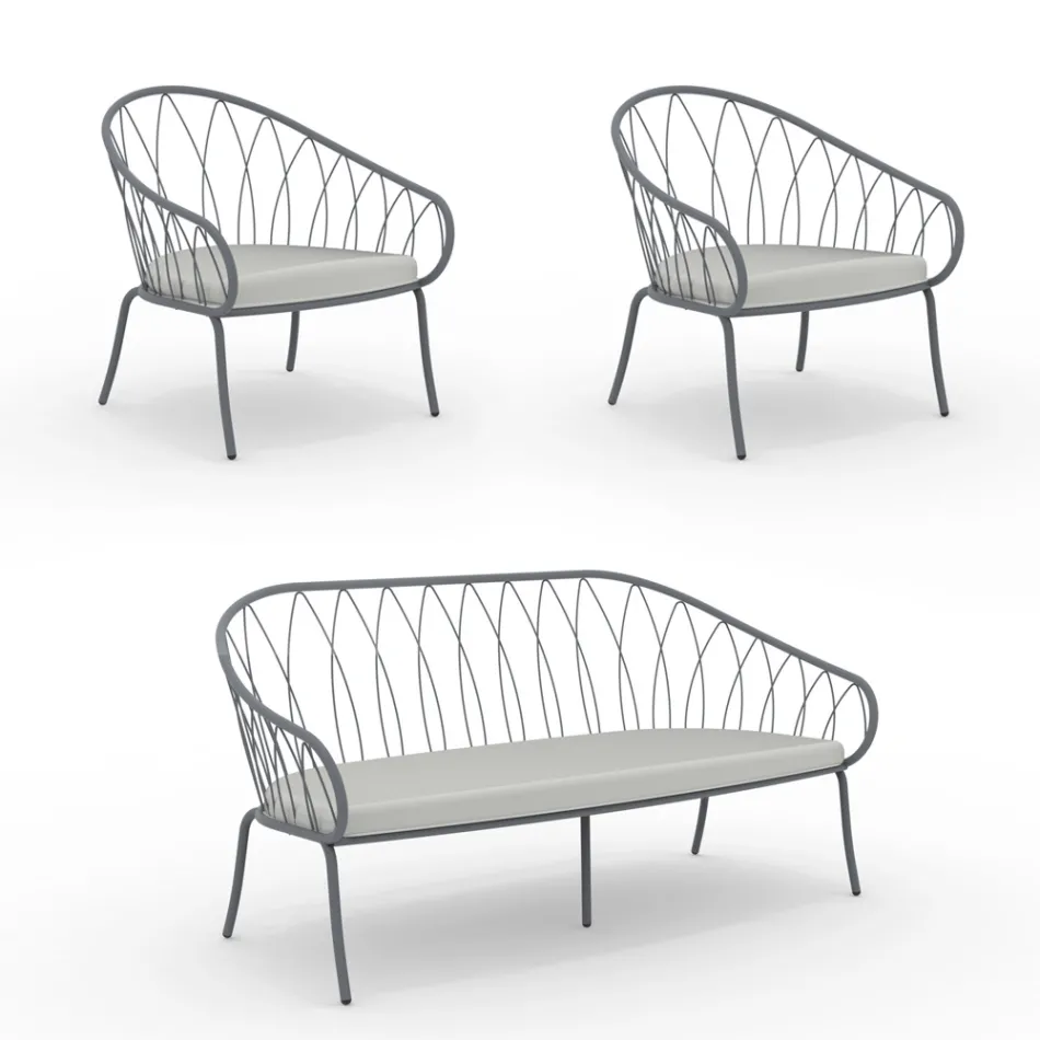 Garden lounge with 2 armchairs and 1 2-seater sofa Made in Italy - Fontana Viadurini