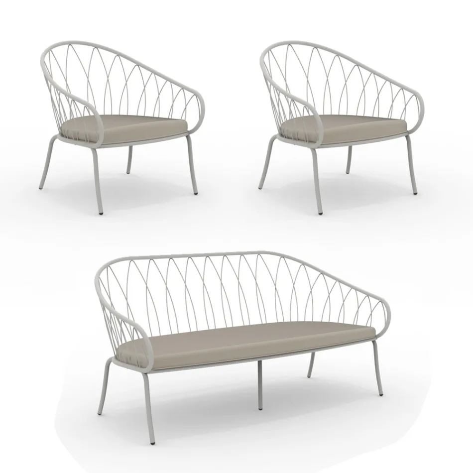 Garden lounge with 2 armchairs and 1 2-seater sofa Made in Italy - Fontana Viadurini