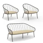 Garden lounge with 2 armchairs and 1 2-seater sofa Made in Italy - Fontana Viadurini